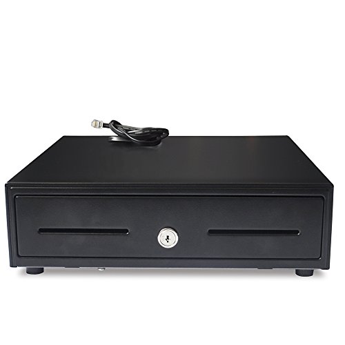 13" POS Cash Register Drawer with Removable Tray,4Bill/5Coin,RJ11 Cable Included,Key Lock,DC24V,Black,BK1313B