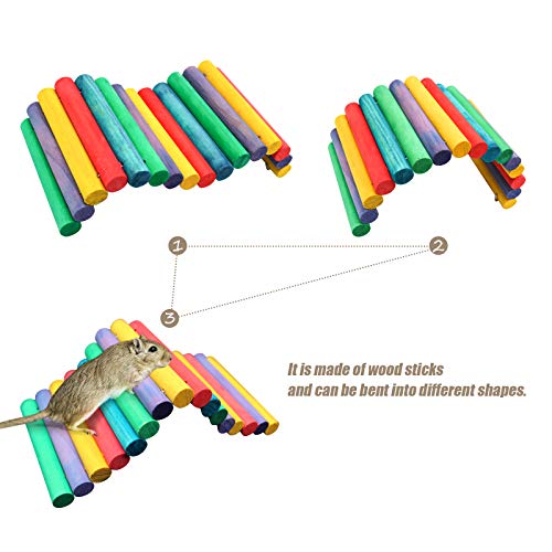 Wooden Ladder Bridge, Hamster Wooden Bridge Mouse Rodents Chew Toy Rat Natural Hideout Ladder, Small Animals Cage Wood Ladder for Guinea Pig Chinchilla Ferret Reptile (2 Ladder)