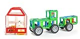 Magnetic Tile Tractor and Farm Set - 44 Piece Kit Complete with Farmer and Animals, Great Toy for Boys and Girls, Teach Creativity Building Barns and Tractors, More Fun than Blocks