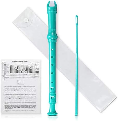 KINGSO Soprano Descant Recorder with Cleansing Rod and Case - Green Color