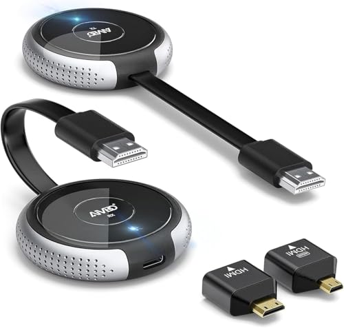 HDMI Wireless, 4K/5G Ultra HD 164FT/50M Transmitter and Receiver Extender, Support Multilingual Audio Video Streaming Player, for Laptop/PC/Camera to HDTV/Projector/Monitor
