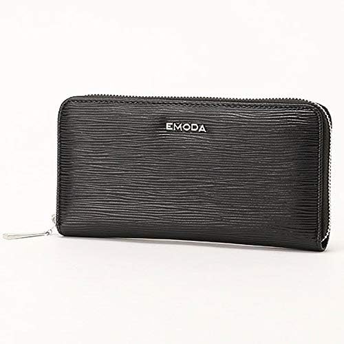 Amazon エモダ Emoda 水シボラウンドファスナー財布 ブラック Emoda エモダ レディースバッグ 財布