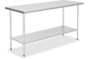 STEELBUS 24 x 60 Inches Stainless Steel Table,NSF Commercial Heavy Duty Kitchen Prep & Work Table with Adjustable Under Shelf,Metal Food Workstation,for Restaurant, Home and Hotel……