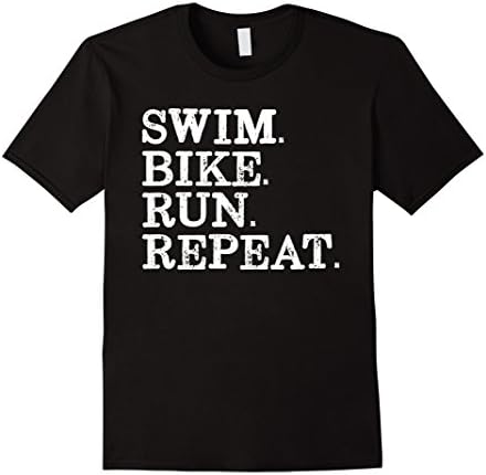 Mens Triathlon shirt - swim bike run repeat tshirt Large Black