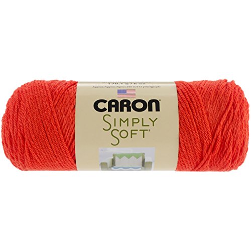 Caron Simply Soft Solids Yarn (4) Medium Gauge 100% Acrylic - 6 oz -   Orange  -  Machine Wash & Dry