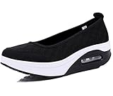 DADAWEN Women's Athletic Casual Slip-On Toning Walking Shoe Black US Size 10