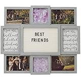 MELANNCO Customizable Letter Board with 8-Opening Photo Collage, 19