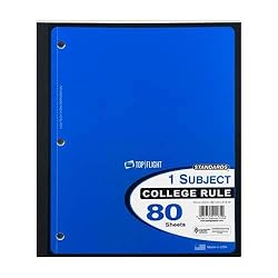 1-Subject Notebook, 80 Sheets, 3-Hole
