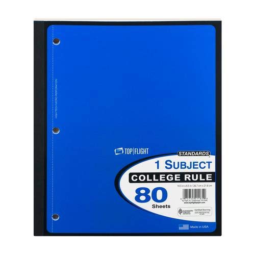 1-Subject Notebook, 80 Sheets, 3-Hole
