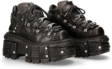 Amazon.com | New Rock WALL106-S13 Mens Black Leather Platform Punk