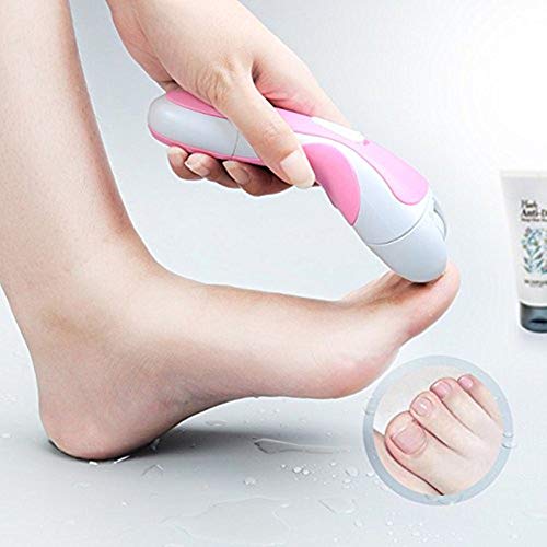 Elektronischer Hornhautentferner, per USB Aufladbares Hornhautfeile Fußfeile Pediküre Set von Weokeey, Entfernt Trockene, Tote und Gebrochene Haut - Enthält zwei Sandpapieraufsätze, einem Nagelpolier-Aufsatz, einer Reinigungsbürste und Trag
