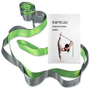 SANKUU Yoga Strap, Multi-Loop Strap, 12 Loops Yoga Stretch Strap, Nonelastic Stretch Strap for Physical Therapy, Pilates, Dance and Gymnastics with Carry Bag