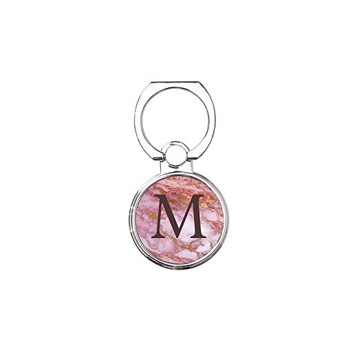 Pink personalized ring stand for cellphone, Universal finger grip holder, Smartphone, Cell phone holder, Letter "M"