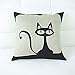 18 X 18 Inch Cotton Linen Decorative Throw Pillow Cover Cushion Case, Cartoon Black Cat