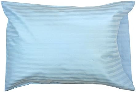 Set of 2 - Toddler Travel Pillowcase 400 Thread Count 14"x20" Size with 100% Egyptian Cotton- Light Blue Striped