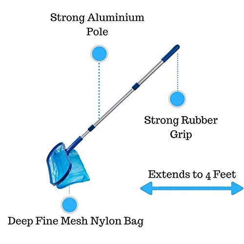 USHOT Professional Leaf Rake Mesh Frame Net Skimmer Cleaner Swimming Pool Tool blue One Size