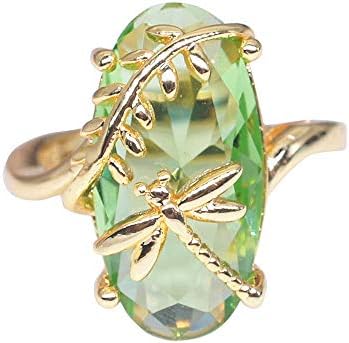 Gift! WensLTD Dragonfly Ring Natural Transparent Peridot Gemstone Rings Luxury Wedding Ring