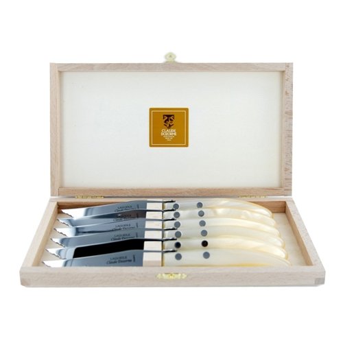 Claude Dozorme - Berlingot Steak Knives Wood Box Set of 6 - Pearl
