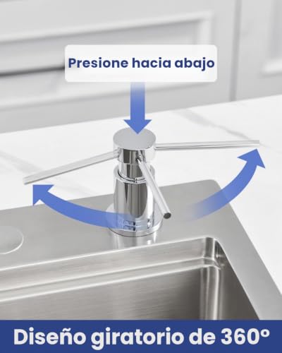 Sofetiy Undercounter Kitchen Soap Dispenser, Durable Kitchen Soap Dispenser with Stainless Steel Nuts 304 (without Plastic), 300 ml Bottle and 1.25 m Extension Silicone Tube, Chrome