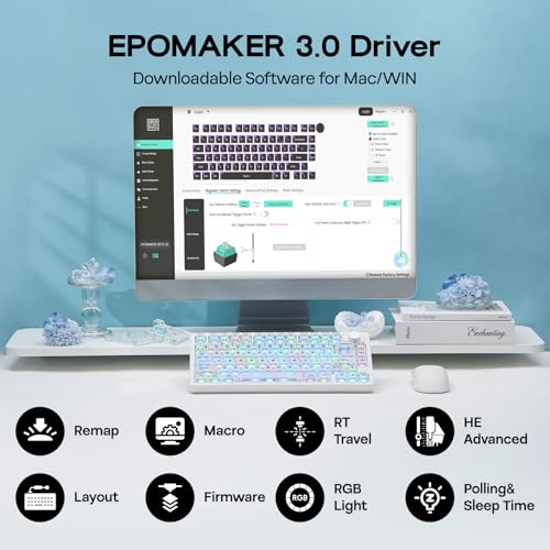 EPOMAKER HE75 V2 Hall Effect Gaming Keyboard, 8K Polling & 0.1ms, 8000mAh & 2.4Ghz/BT, Hot Swap Key & Knob, 0.005mm Adjustable Actuation, Rapid Triggering, Creamy & Thocky (White)
