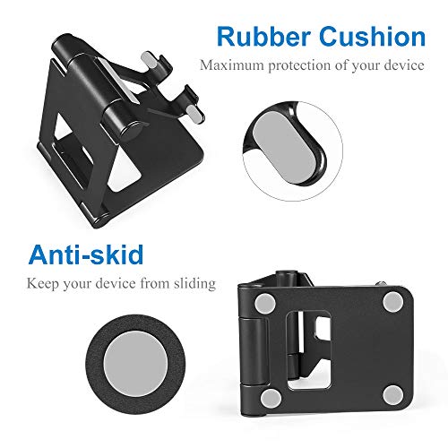 Smyidel Desk Phone Holder Multi-Angle Foldable Adjustable Cell Phone Tablet Desk Stand Mount Holder for Cellphones iPhone Samsung and Tablet (Black)