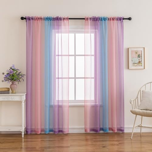 Anytime Rainbow Sheer Curtain Panels