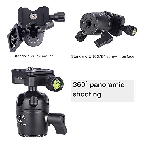 AOKA 54.7 inchs Carbon Fiber Camera Tripod Monopod with 360 Degree Ball Head 1/4 inch Quick Shoe Professional Tripod Load up to 33 pounds