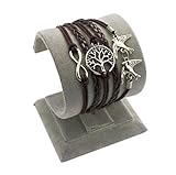 Fashion Infinity Leather Rope Wrap Bracelet Brown Eternal Tree of Life Flying Birds