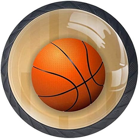Basketball auf Holzboden Schrank Knöpfe - 4 Stück Schrankknöpfe