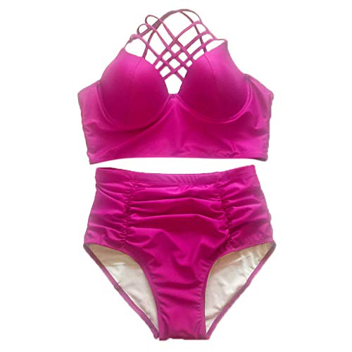 Women Swimsuits Plus Size,POTO Ladies Girls Bikini Sets Two Piece Print Tankini Tops and Panty Set Swimsuit Swimwear XL-5XL - Thumbnail 3