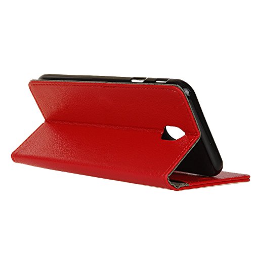 Scheam Samsung Galaxy J7 2018 Flip Cover, Case, Phone case Card Slot [Stand Feature] Leather Wallet Case Vintage Book Style Magnetic Protective Cover Holder for Samsung Galaxy J7 2018 - Red - Thumbnail 4