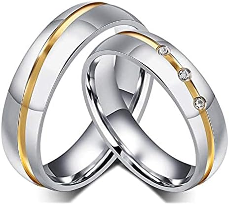 18K Gold Plated Couple Rings Set Shining Cubic Zirconia Diamond