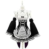 Happylifehere Women Anime Cosplay Costume Lolita Maid Dress with Headband Black with White (M)