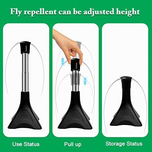 PTHTECHUS Repelente Moscas, Ventilador Repelente Moscas Escritorio, matamoscas con Cuchillas holográficas, Elimina Insectos, Mosquitos, para Interiores y Exteriores, Funciona con Pilas, 4 PCS
