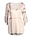 Akery Women's 3/4 Sleeve Casual Plaid Shirt Blouse Tops,Pink,Medium