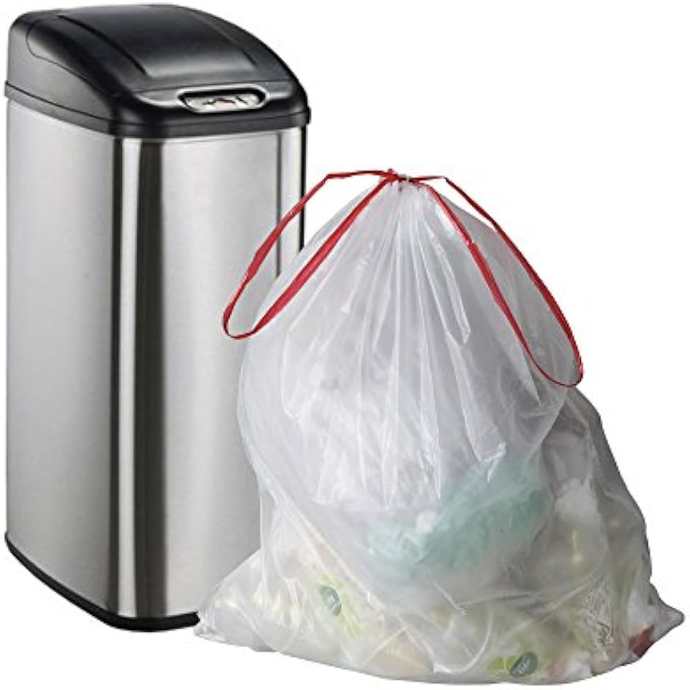 8 Gallon Drawstring Trash Bags, Clear, Heavy Duty, 120 Counts/ 3 Rolls