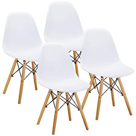 Vecelo Mid Century Modern Style Dining Chair Side Chairs With Natural Wood Legs Set Of 4 Easy Assemble For Kitchen Dining Room Living