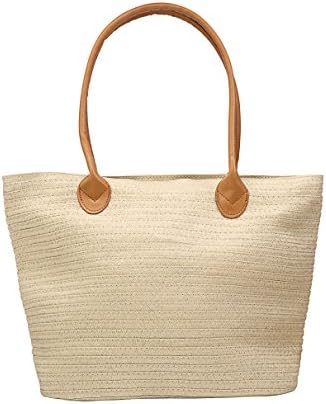Soonyean Women Lightweight Shoulder Handbag with Lining PU Leather Handle Perfect for Shopping and Travel (off white)