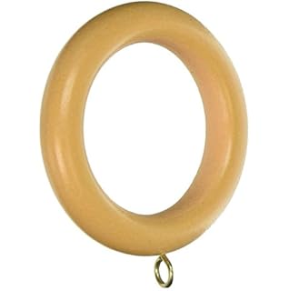 Ironmongery World 10 X Wooden Wood Curtain Pole Rod Rings With