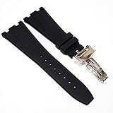 28MM BLACK PREMIUM RUBBER WATCH STRAP WITH CLASP FOR AUDEMARS PIGUET ROYAL OAK OFFSHORE