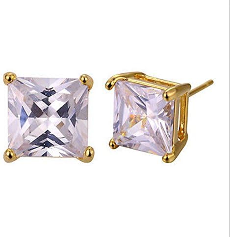 Loyoe Jewelry Square Cubic Zircon 14k Yellow Gold Plated Womens Stud Earrings(2.0ct)