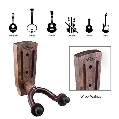 Guitar Wall Mount, Black Walnut Guitar Wall Hanger, Guitar Hook Stand Accessories for Acoustic Electric Bass Ukulele Guitar Holder (3 Pack)