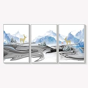 Framed Canvas Wall Art for Living Room, Bedroom Abstract Landscape Dream Place Canvas Prints for Home Decoration Ready to Hanging - 16"x24"x3 Panels