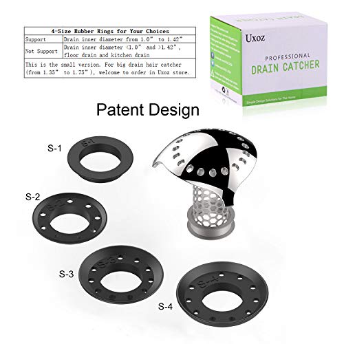 Uxoz 2 Pack Drain Hair Catcher,Stainless Steel Sink Drain Protector, Anti-Rust, Durable Use, Match Drain Sizes from 1'' to 1.42'' ...