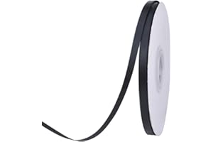 Ribest 1/4 inch Black Double Face Satin Ribbon 50 Yards Per Roll for Bouquet Gift Wrapping Hair Wedding Birthday