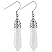 Women's Stainless Steel Hexagonal Pile Synthetic-gemstone Healing Point Dangle Earrings, Hypoallergenic