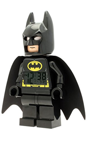 LEGO-DC-Comics-Super-Heroes-Batman-9005718-Kids-Minifigure-Light-Up-Alarm-Clock-BlackYelow-Plastic-95-inches-Tall-LCD-Display-boy-Girl-Official