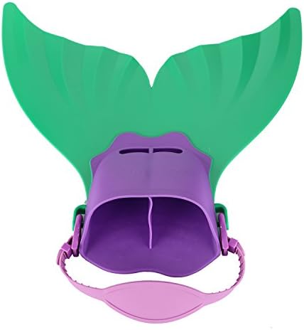 Swim Fins Adjustable Mermaid Tail Monofin With 3 Color For Children Swimming Girls Boys (Green)