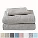 Cotton Jersey Knit Queen Sheet Set - Ultra-Soft, Stretchy, Heathered Melange Light Grey Bed Sheets - Cozy, Soft T-Shirt Sheet & Pillowcase Set