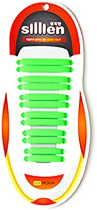 Sillien Women New Concept Silicon Shoestring Shoelaces with No Knot, Various Shapes and Colors, Comfortable, Simple Style, Medium Size (230-255mm) - GREEN